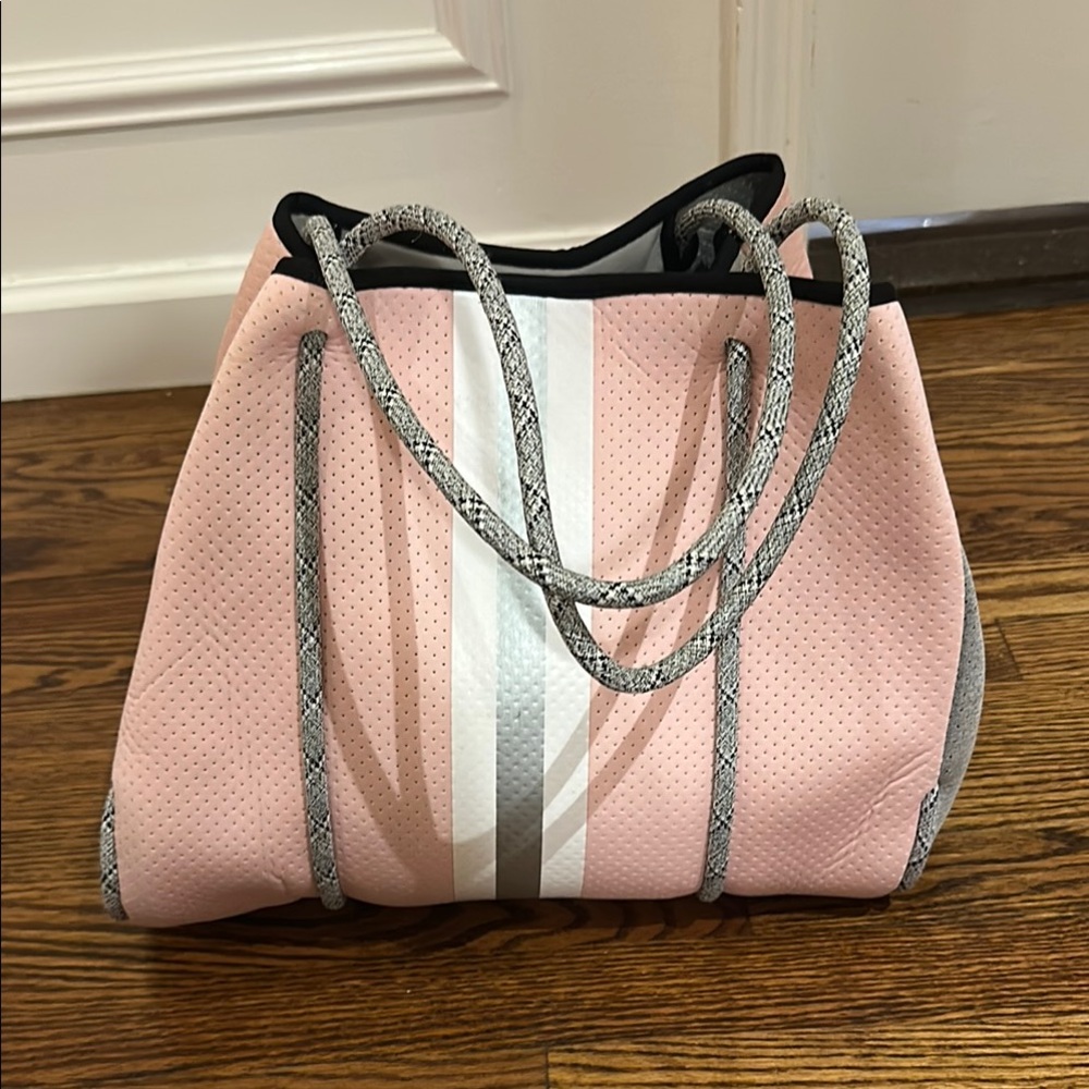 Stylish Pink Tote Bag with Gray Accents